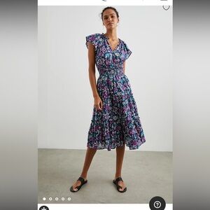 Rails Purple and Blue Floral Midi Dress Size: med